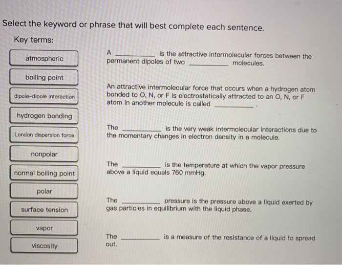Solved Select the keyword or phrase that will best complete | Chegg.com