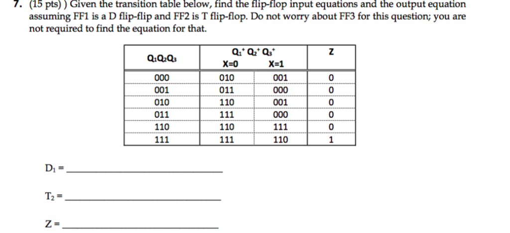 Solved 7. (15 pts) ) Given the transition table below, find | Chegg.com