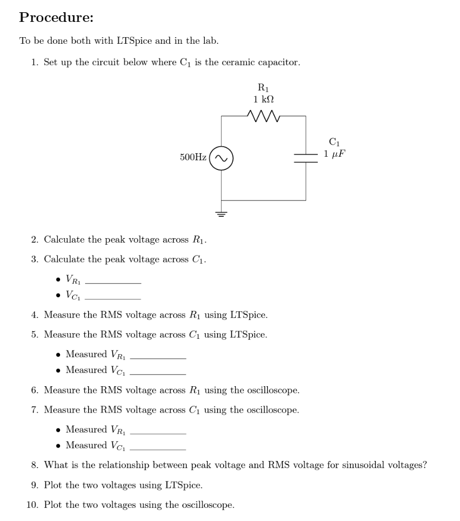 Solved Procedure: To be done both with LTSpice and in the | Chegg.com