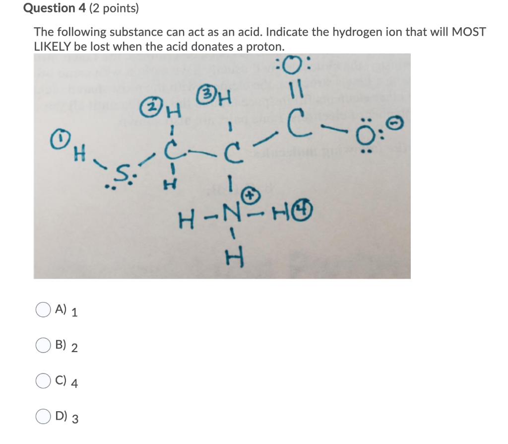 Solved Question 4 (2 points) The following substance can act | Chegg.com