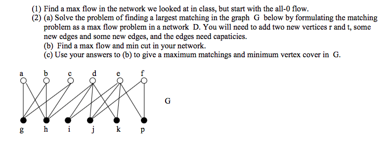 (1) Find a max flow in the network we looked at in | Chegg.com