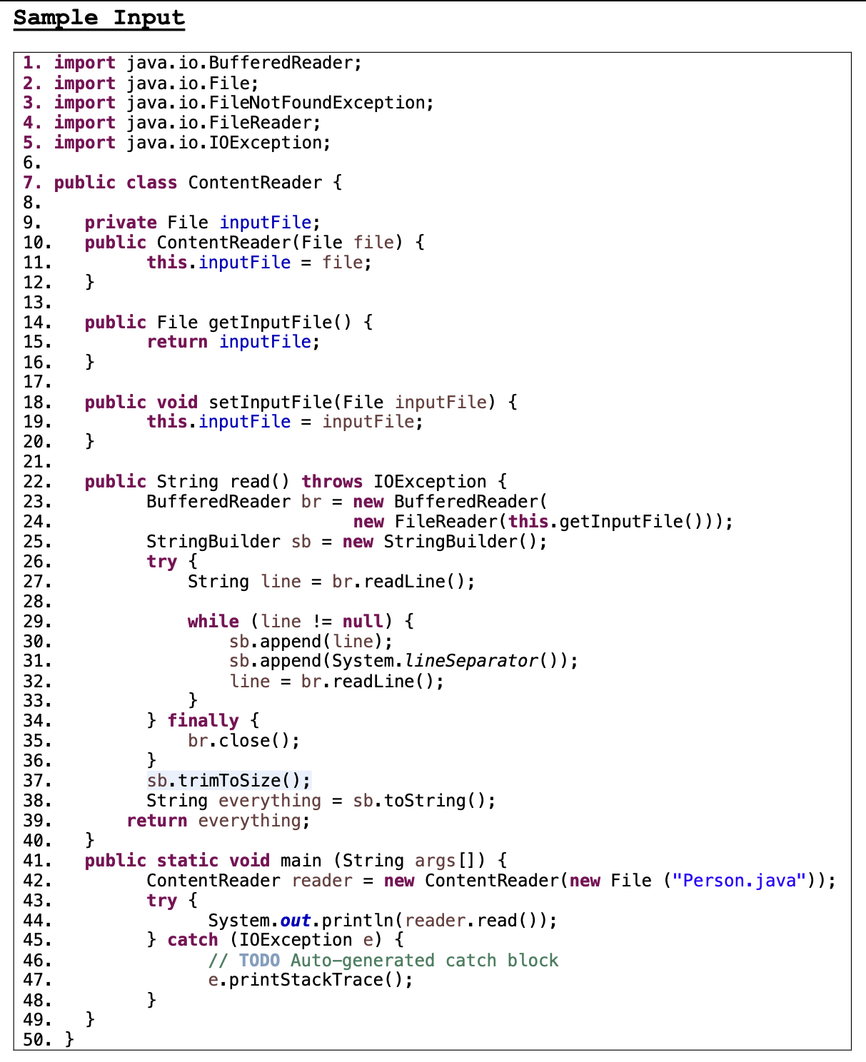 Solved Write a program that takes a Java source file as an | Chegg.com