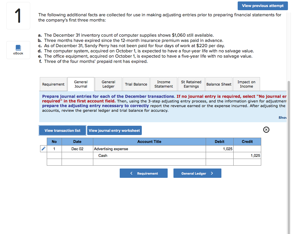 Solved View previous attempt 1 The following additional