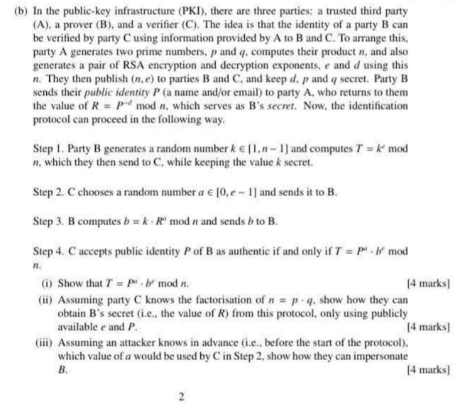(b) In The Public-key Infrastructure (PKI), There Are | Chegg.com
