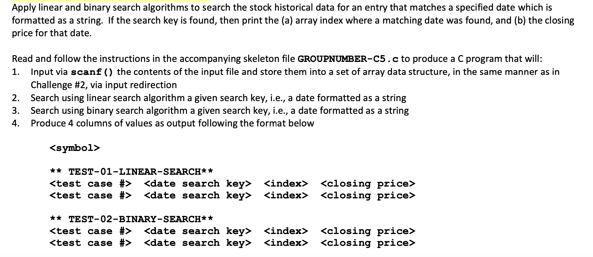 Apply linear and binary search algorithms to search | Chegg.com image.