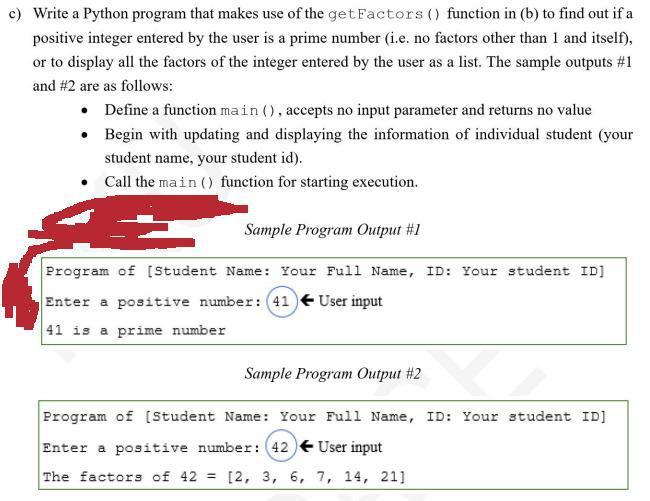 Solved c) Write a Python program that makes use of the | Chegg.com