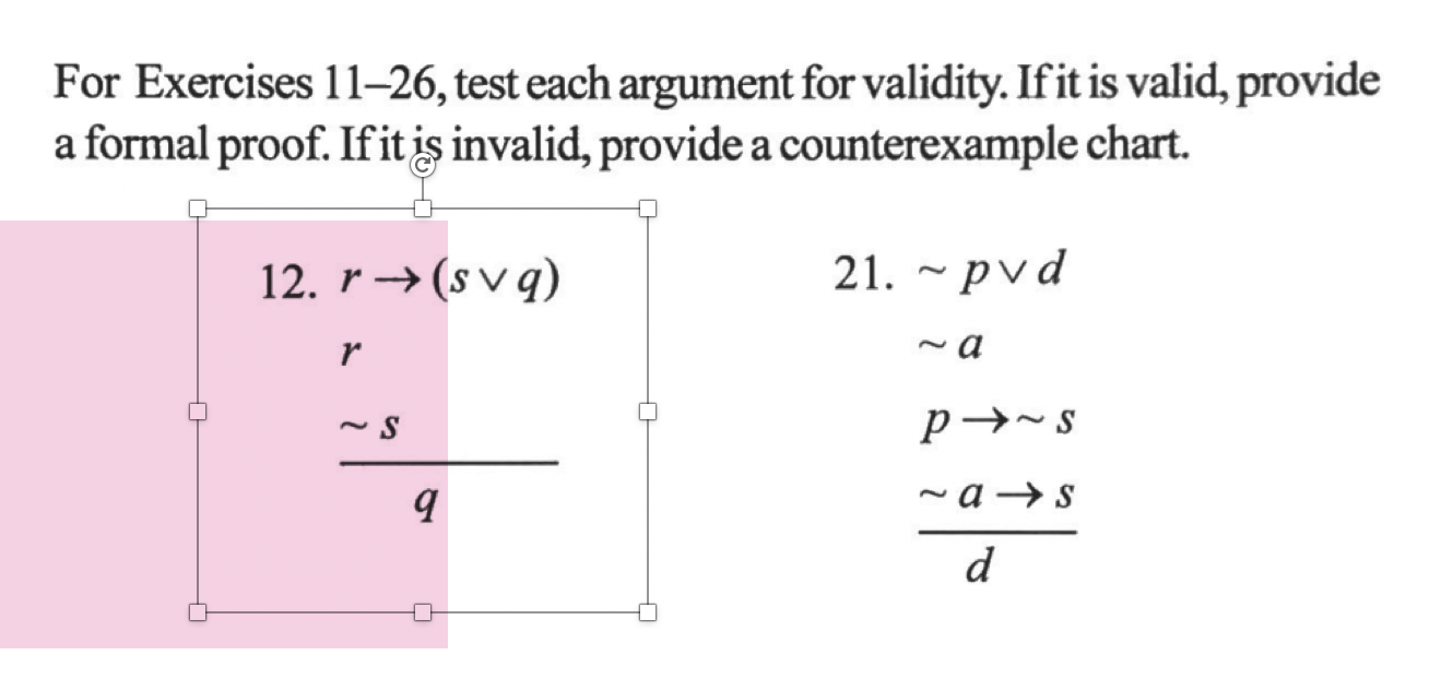 Solved For Exercises 11–26, test each argument for validity. | Chegg.com