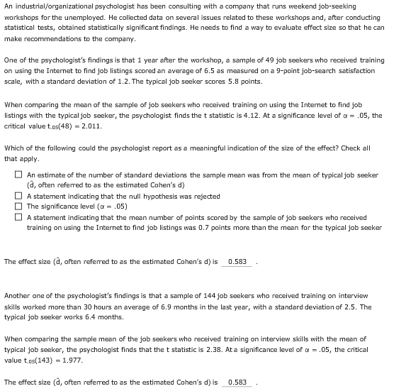 Solved An psychologist has been