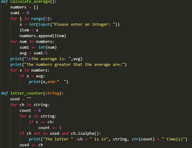 Solved Def Calculate_Average(): Numbers [] Sum1 = 0 For I In | Chegg.Com