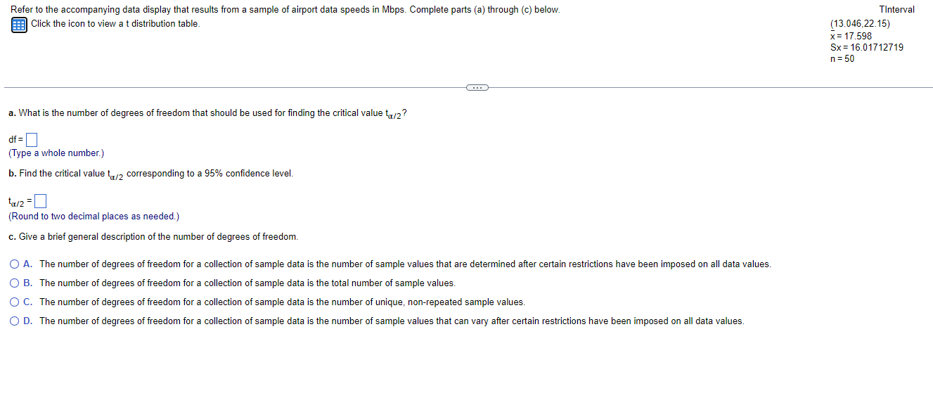 Solved Refer To The Accompanying Data Display That Results | Chegg.com