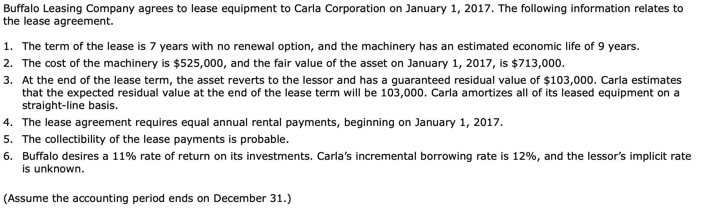 Solved Buffalo Leasing Company agrees to lease equipment to