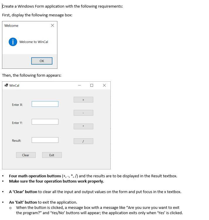 Solved Kcreate a Windows Form application with the following | Chegg.com
