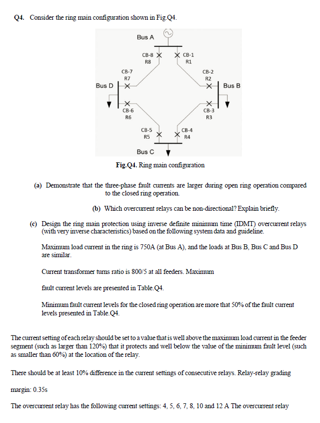Q4. Consider the ring main configuration shown in | Chegg.com