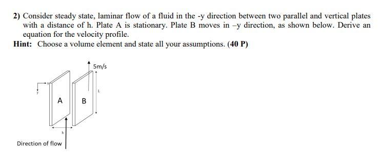 Solved 2) Consider steady state, laminar flow of a fluid in | Chegg.com