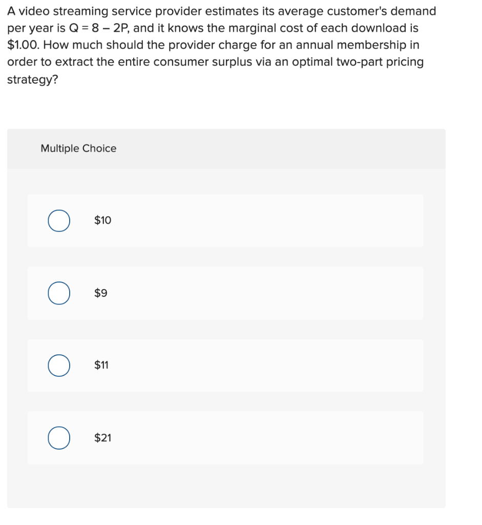 Solved A video streaming service provider estimates its