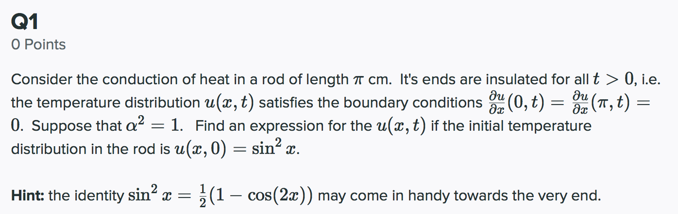Solved Q1 o Points Consider the conduction of heat in a rod | Chegg.com