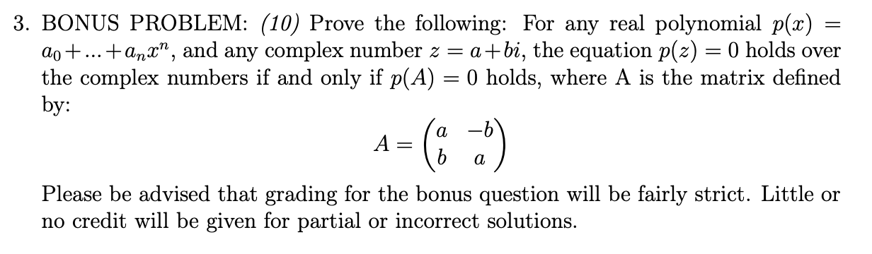 Solved = 3. BONUS PROBLEM: (10) Prove the following: For any | Chegg.com