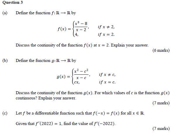 Solved A Define The Function F R→r By F X {x−2x3−8 4 If