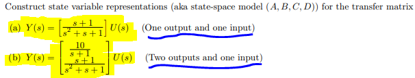 State Variable Representation Examples Solved Construct state variable representations (aka | Chegg.com