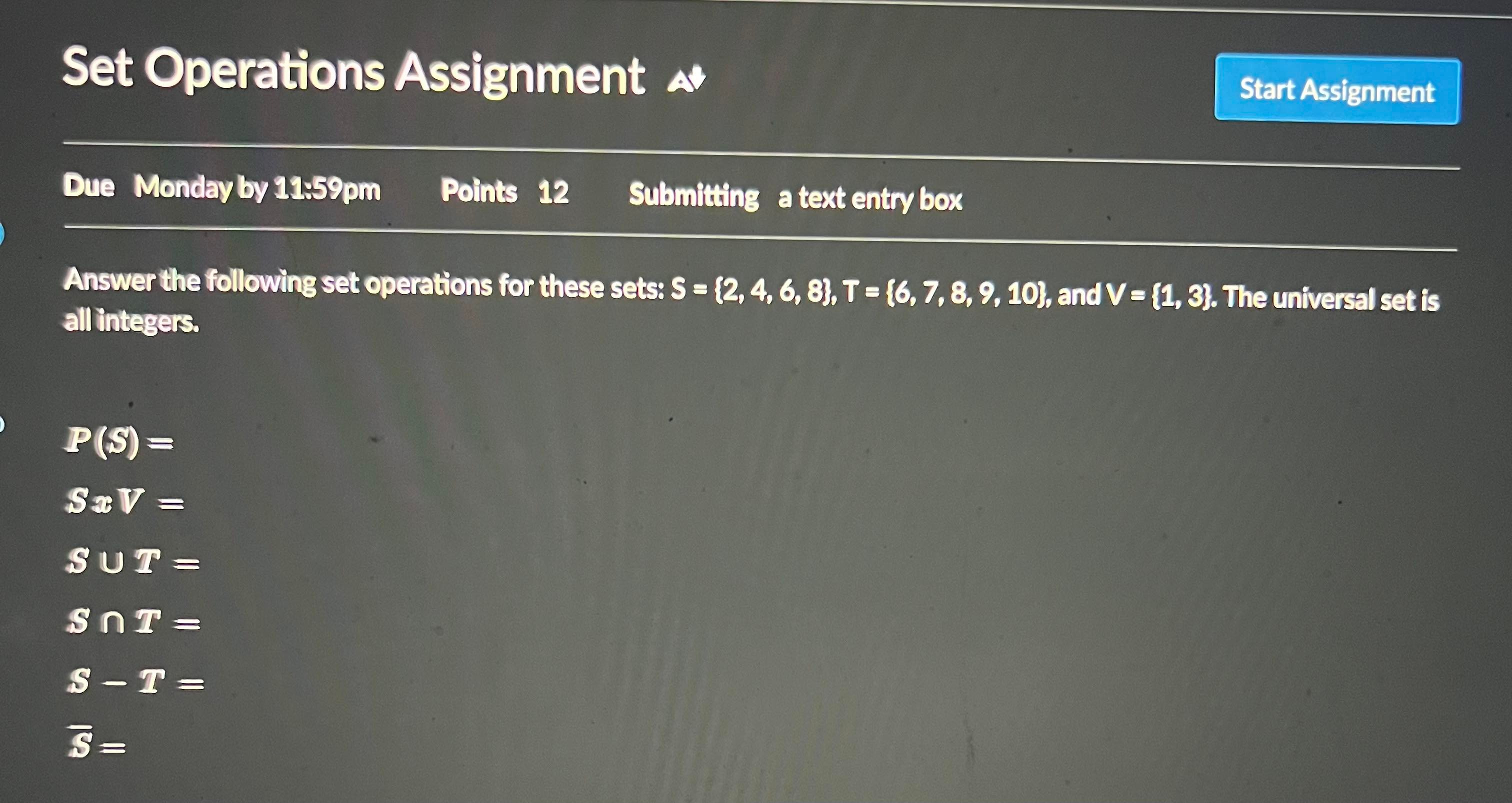 Solved Answer the following set operations for these sets: | Chegg.com