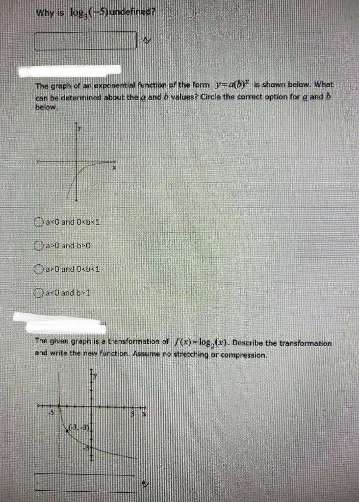 Solved Why is log, (+5) undefined The graph of an | Chegg.com