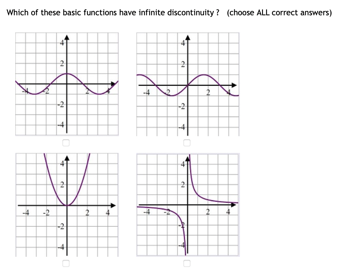 Solved Which of these basic functions have infinite | Chegg.com