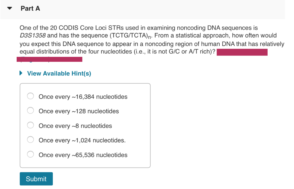 Solved A typical CODIS STR will have how many different | Chegg.com