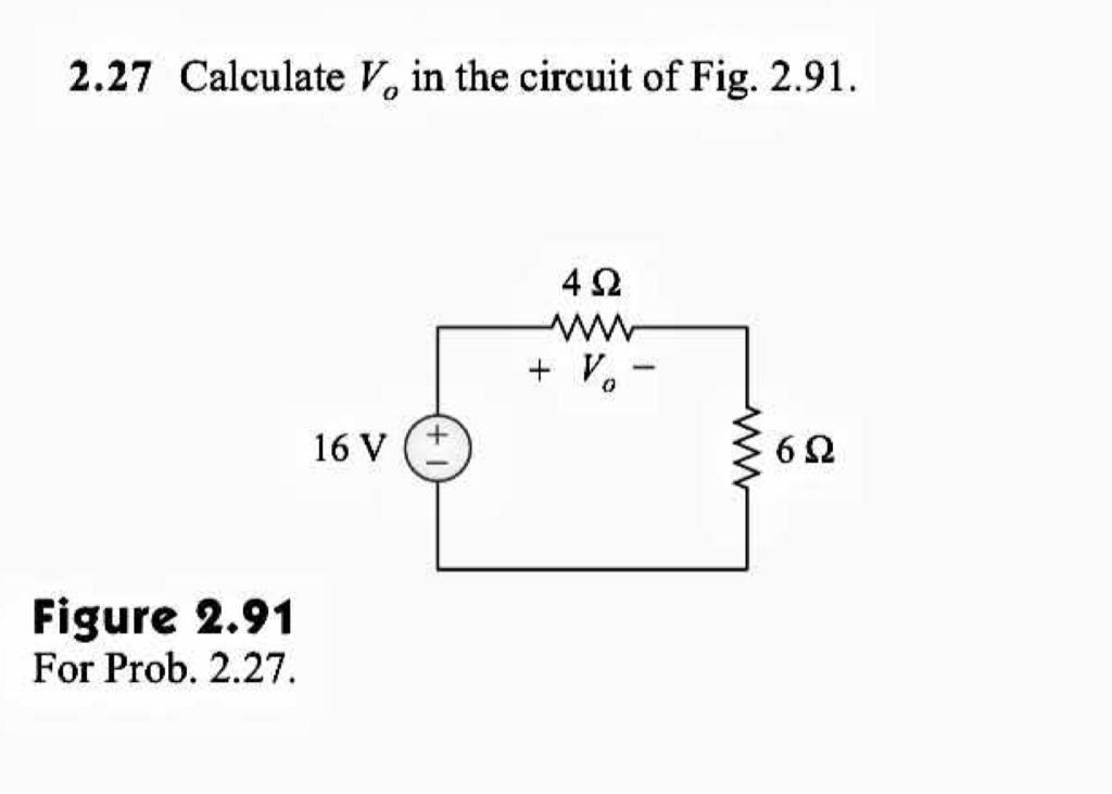 Solved 2.27 Calculate V. in the circuit of Fig. 2.91. 42 16V | Chegg.com