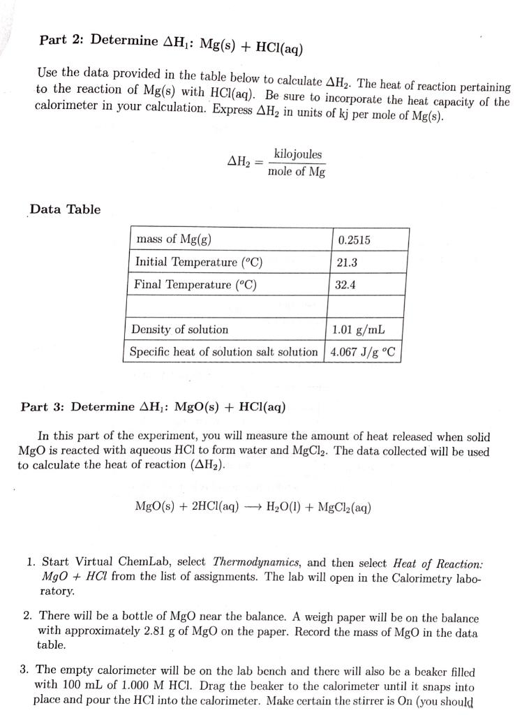 Solved Part 1: Determine the Heat Capacity of the | Chegg.com