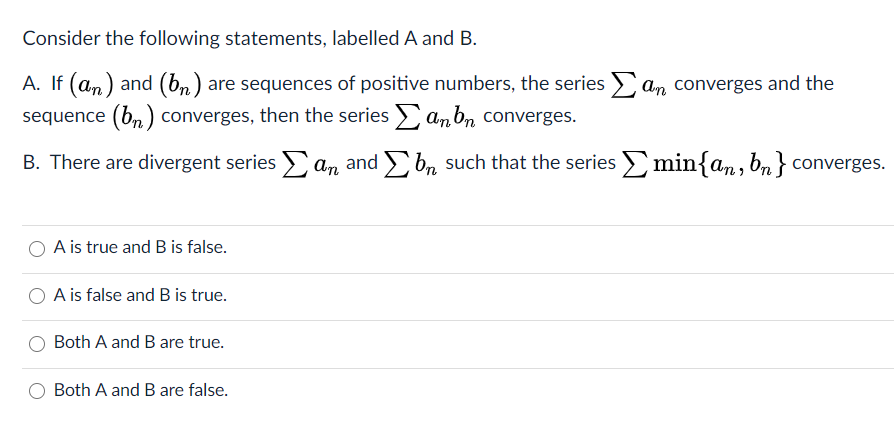 Solved Consider The Following Statements, Labelled A And B. | Chegg.com