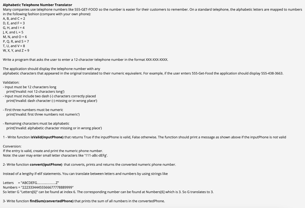 Solved Alphabetic Telephone Number Translator Many companies