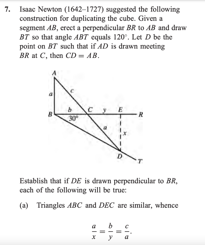 Solved 7. Isaac Newton (1642–1727) suggested the following | Chegg.com