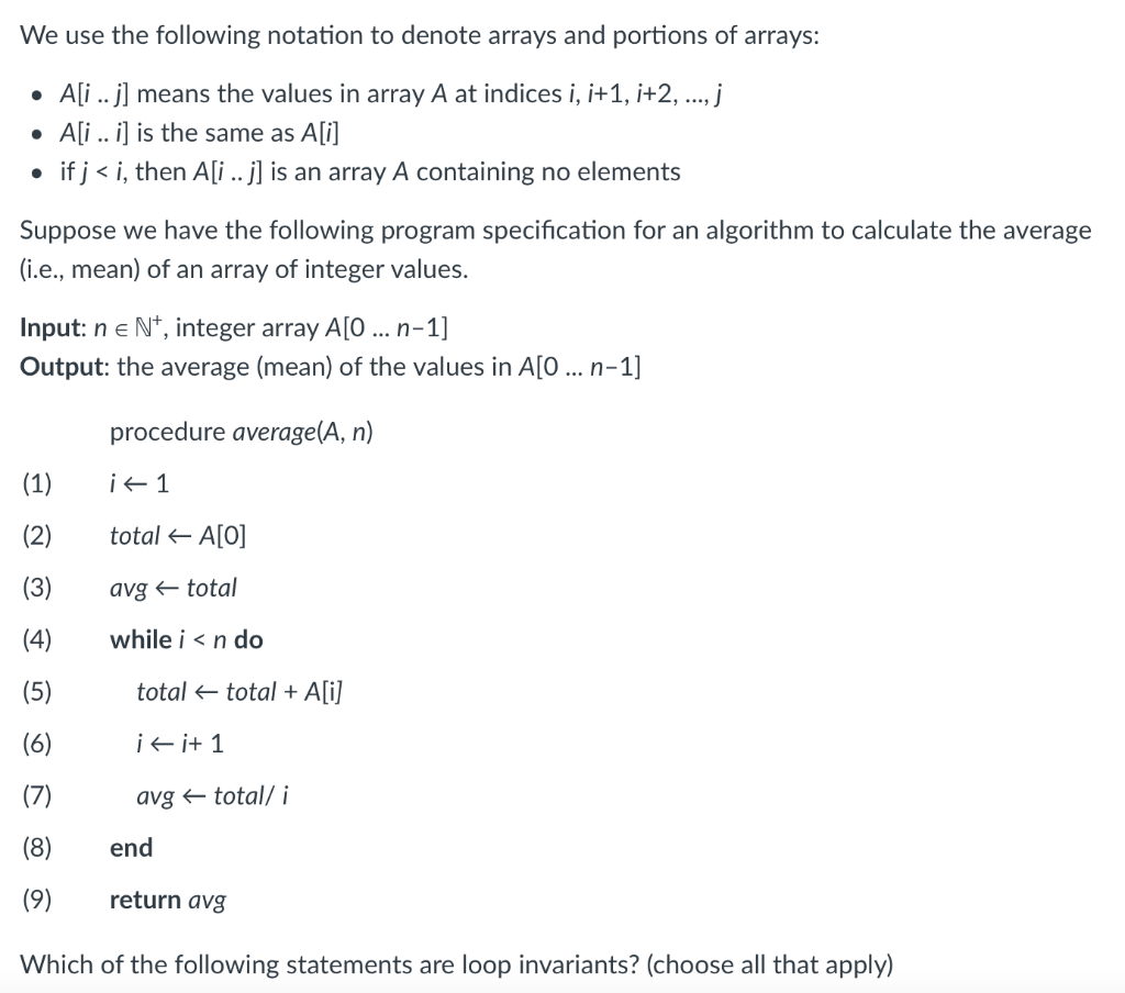Solved We use the following notation to denote arrays and | Chegg.com