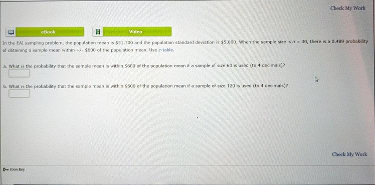 Solved Check My Work eBook Video In the EA sampling problem, | Chegg.com
