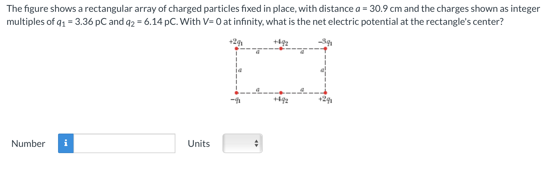 Solved = The figure shows a rectangular array of charged | Chegg.com
