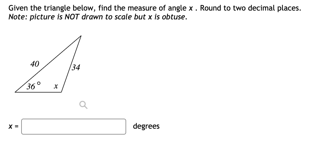 Solved Given the triangle below, find the measure of angle | Chegg.com