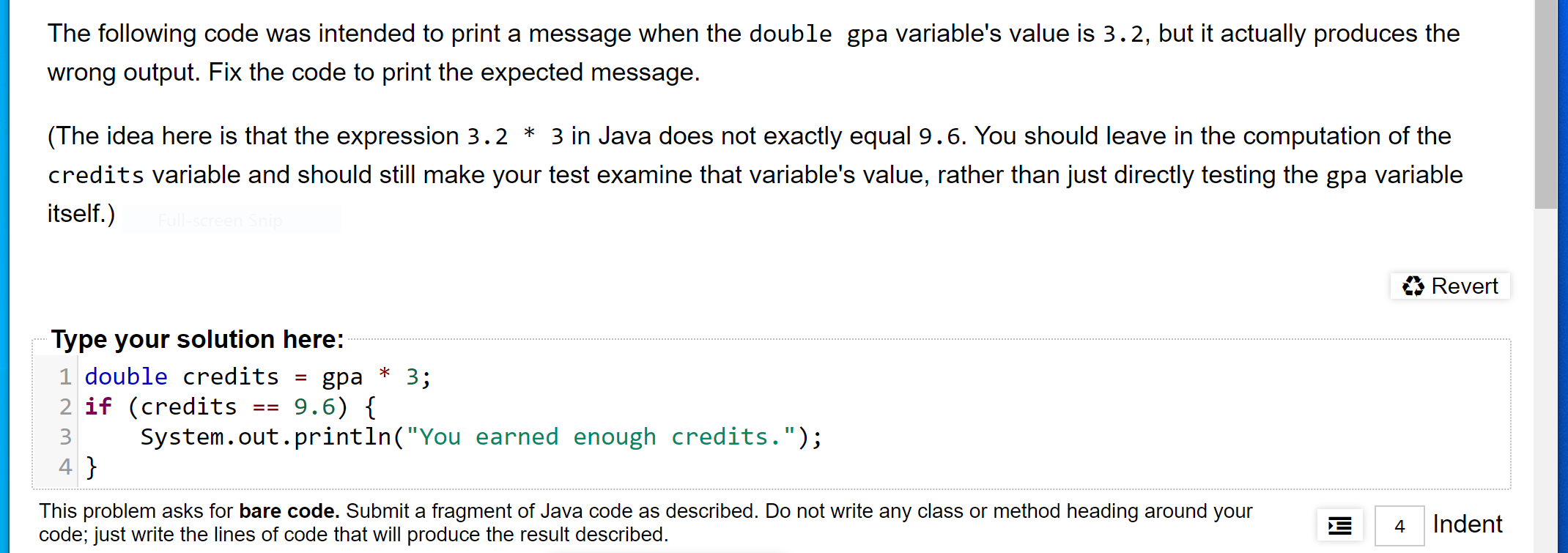 Solved The following code was intended to print a message | Chegg.com