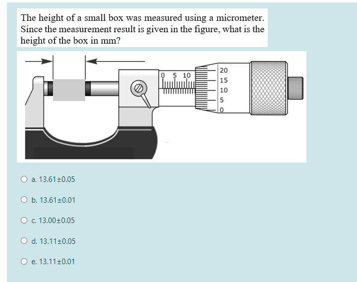 Solved The diameter of a sphere is measured by using a