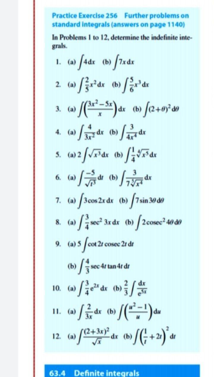 Solved Practice Exercise 256 Further problems on standard | Chegg.com