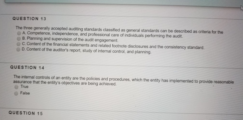 Solved QUESTION 13 The Three Generally Accepted Auditing | Chegg.com