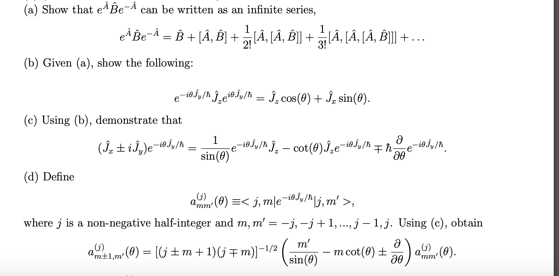 Solved A Show That Eabe A Can Be Written As An Infinite Chegg Com