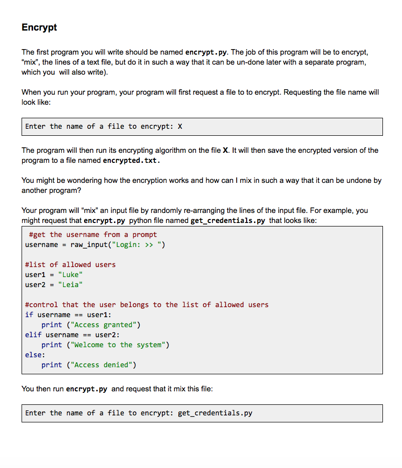 Solved Encrypt The First Program You Will Write Should Be | Chegg.com