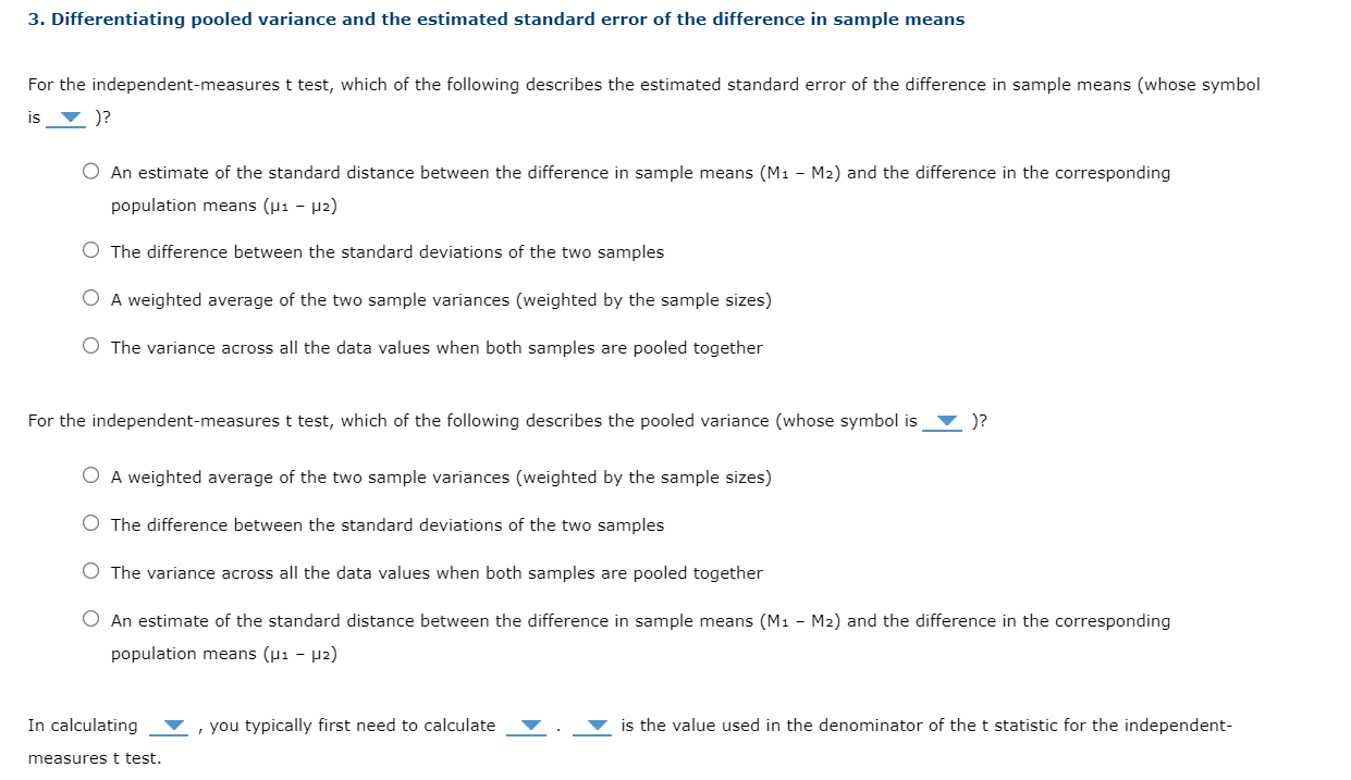 Solved 3. Differentiating pooled variance and the estimated | Chegg.com