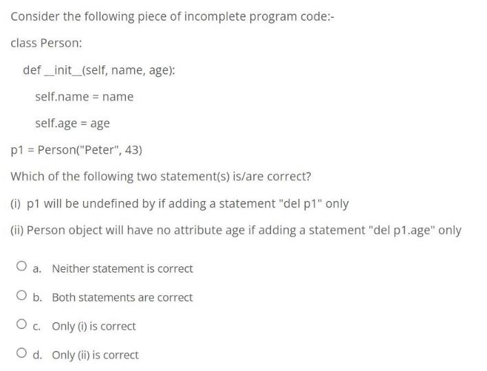 Solved Consider the following piece of incomplete program | Chegg.com