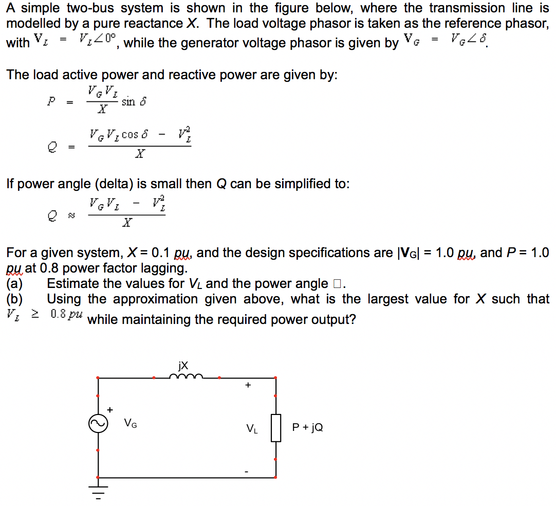 Solved A simple two-bus system is shown in the figure below, | Chegg.com