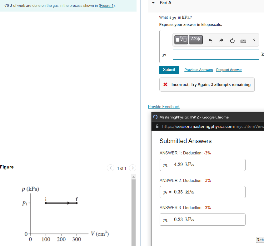 Solved Part A -70 J of work are done on the gas in the | Chegg.com