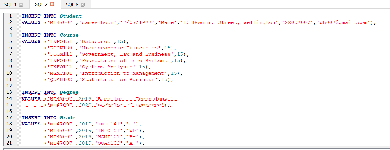 Solved SQL 1 % SQL 2 X SQL 8 1 CREATE TABLE Student ( 2 | Chegg.com