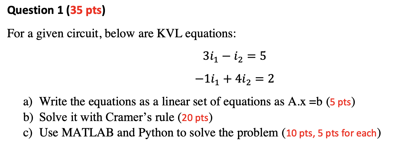 Solved For A Given Circuit, Below Are KVL Equations: | Chegg.com