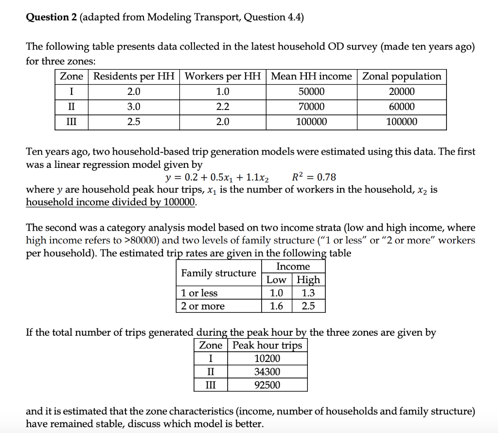 Question 2 (adapted from Modeling Transport, Question