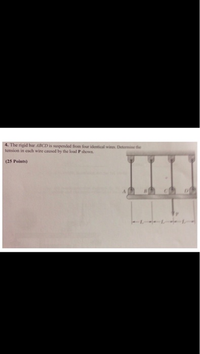 Solved 4. The Rigid Bar ABCD Is Suspended From Four | Chegg.com